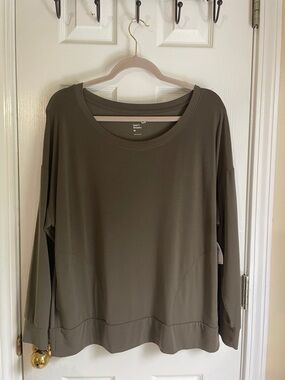 GAP Olive Green Oversized Long Sleeve Crewneck Top